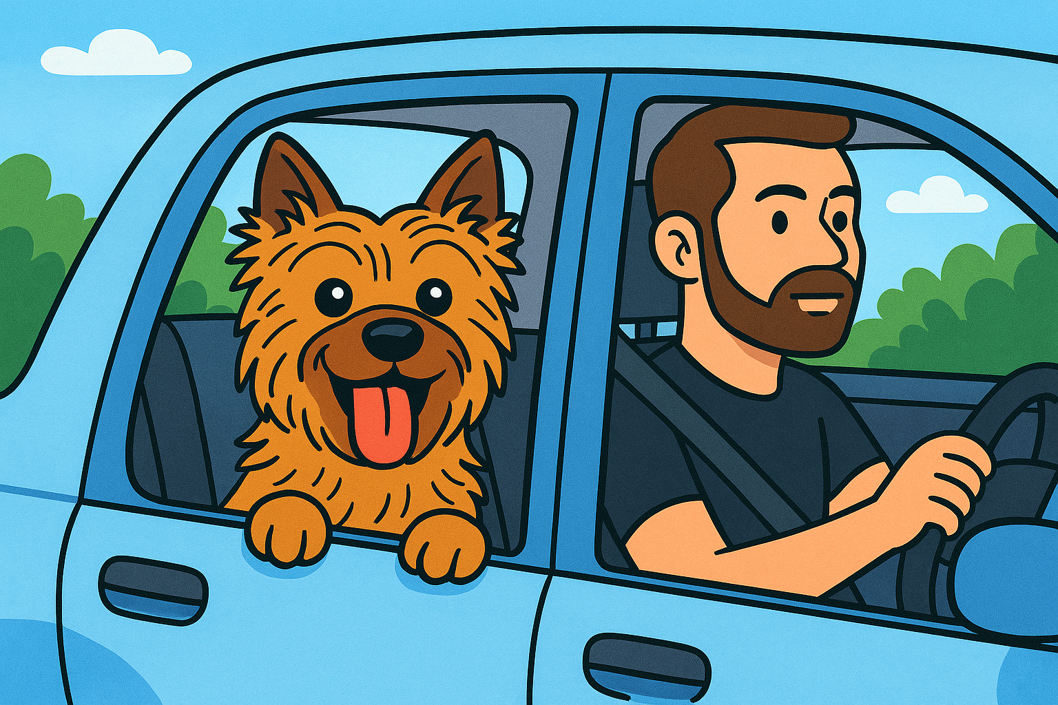 Note : Dogs are never transported free in a car